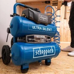 SCHEPPACH - HC20Si-Twin - Compresseur Super Silencieux 20 Litres - 200 L/min - 750 W -Outils Scheppach SCHEPPACH HC20Si Twin Compresseur Super Silencieux 2 4