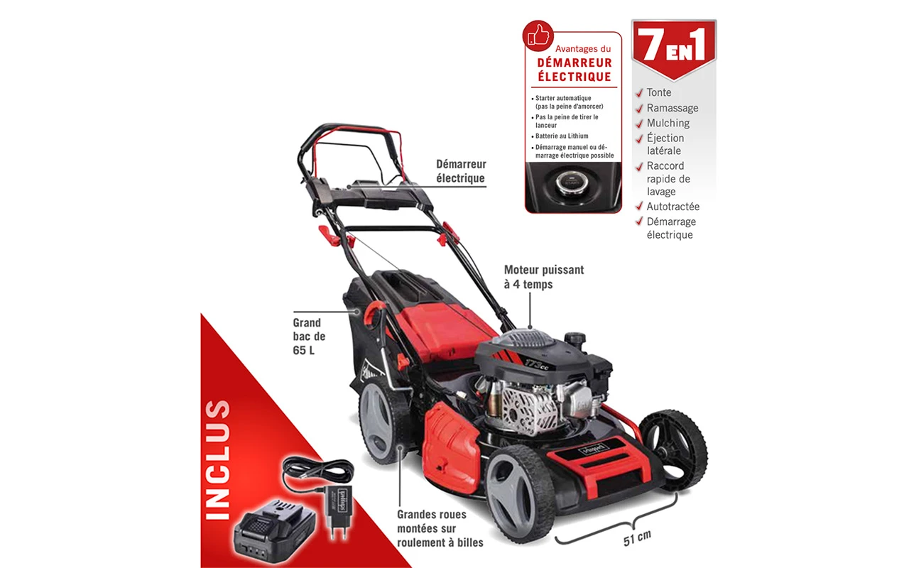 SCHEPPACH - MS173-51E Tondeuse Thermique Avec Démarreur électrique Largeur De 51 Cm 5 SCHEPPACH - MS173-51E Tondeuse Thermique Avec Démarreur électrique Largeur De 51 Cm - Image 3