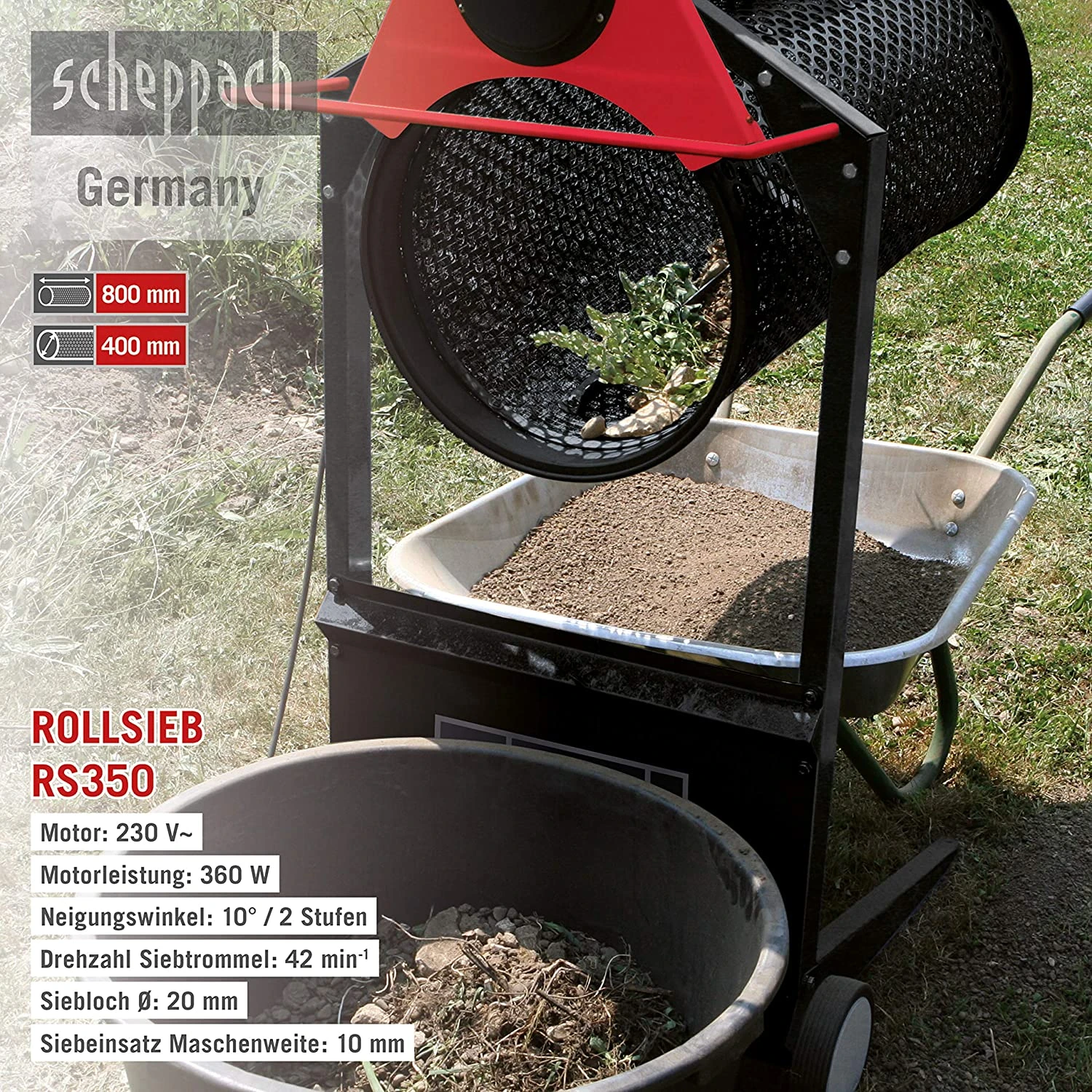 SCHEPPACH - RS 350 Tamis Rotatif à Rouleau ø400 Mm Longueur 800 Mm 250W 230V/50Hz 6 SCHEPPACH - RS 350 Tamis Rotatif à Rouleau ø400 Mm Longueur 800 Mm 250W 230V/50Hz - Image 4