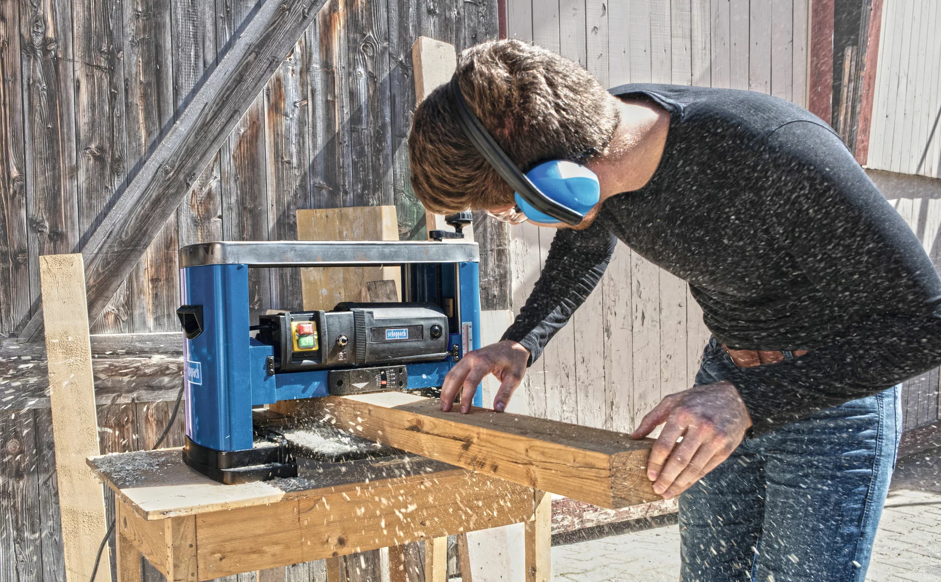 Outils Scheppach -Outils Scheppach plm1800 schppach diy anwendung balken hobeln3 na print 1